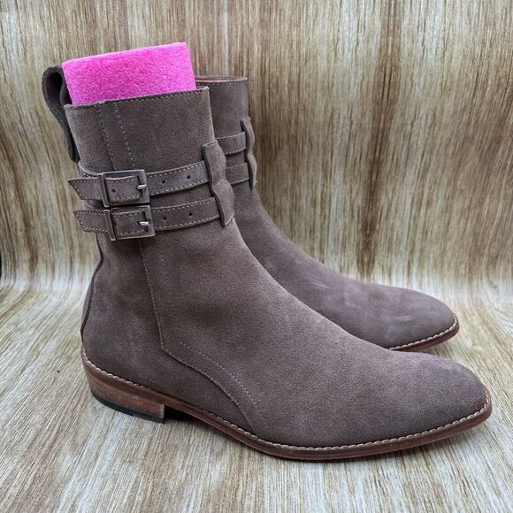 Kollar Clothing Boots Men's Size 10 M‎ Grey Suede Ankle Boots Strap Shoes Casual - Picture 1 of 8